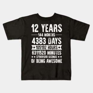 12 Years 144 Months Of Being Awesome Birthday Kids T-Shirt